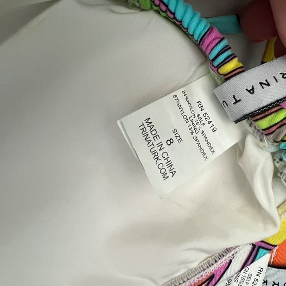 Trina Turk Bikini Set Multicolor Abstract Print Triangle Top & Mid-Rise Bottoms - Picture 3 of 3